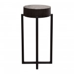 Alex Small 22" Accent Table with Solid Mango Wood Top in Espresso Finish w/ Silver Metal Inlay by Diamond Sofa