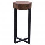 Alex Small 22" Accent Table with Solid Mango Wood Top in Walnut Finish w/ Gold Metal Inlay by Diamond Sofa