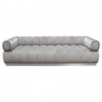 Image Low Profile Sofa in Platinum Grey Velvet w/ Brushed Silver Base by Diamond Sofa