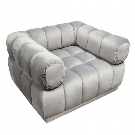 Image Low Profile Chair in Platinum Grey Velvet w/ Brushed Silver Base by Diamond Sofa