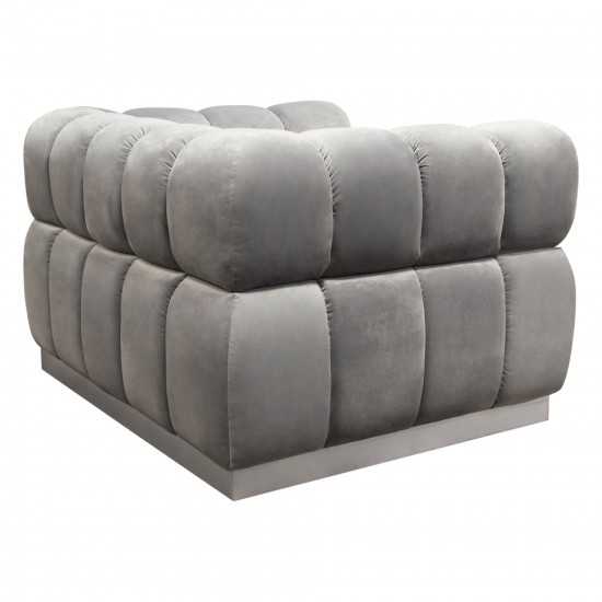 Image Low Profile Chair in Platinum Grey Velvet w/ Brushed Silver Base by Diamond Sofa