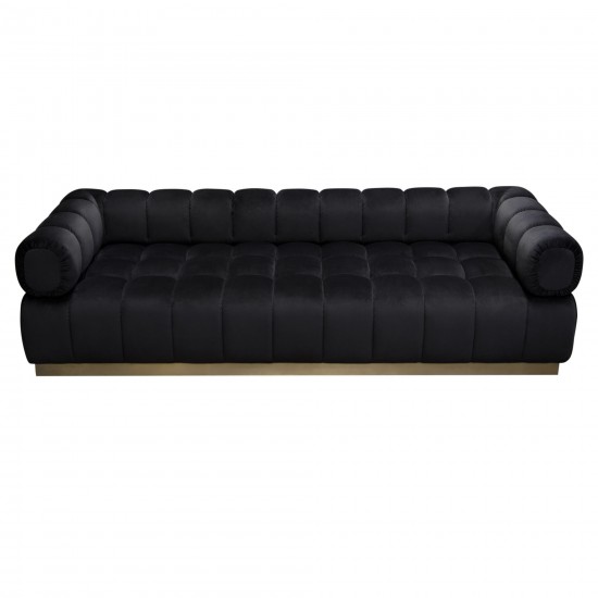 Image Low Profile Sofa in Black Velvet w/ Brushed Gold Base by Diamond Sofa