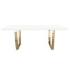 Mirage Rectangular Dining Table w/ White Lacquer Top and Polished Gold Metal Base by Diamond Sofa