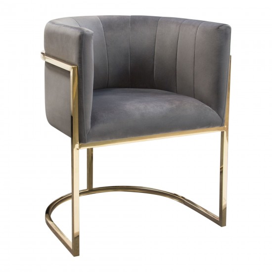 Pandora Dining Chair in Grey Velvet with Polished Gold Frame by Diamond Sofa