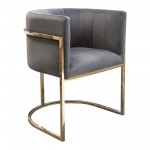 Pandora Dining Chair in Grey Velvet with Polished Gold Frame by Diamond Sofa