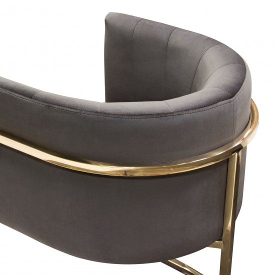 Pandora Dining Chair in Grey Velvet with Polished Gold Frame by Diamond Sofa