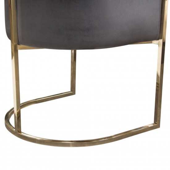 Pandora Dining Chair in Grey Velvet with Polished Gold Frame by Diamond Sofa