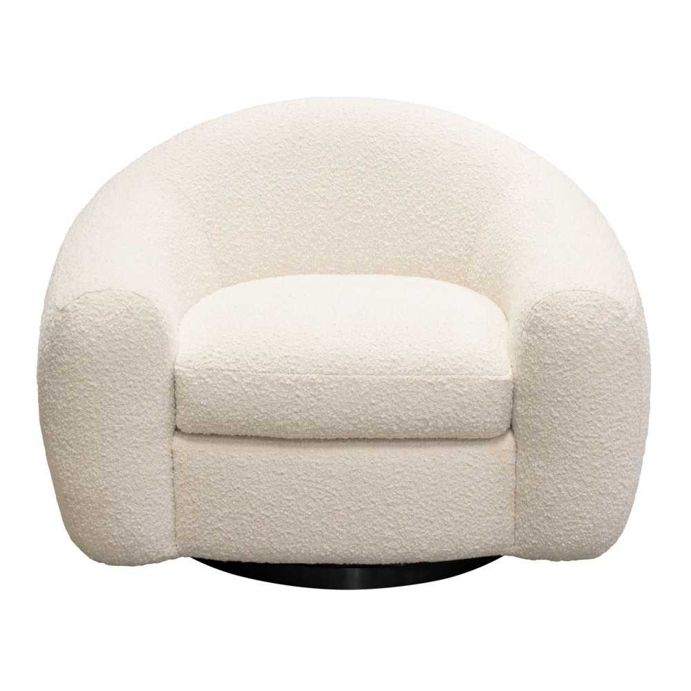 Pascal Swivel Chair in Bone Boucle Textured Fabric w/ Contoured Arms & Back by Diamond Sofa