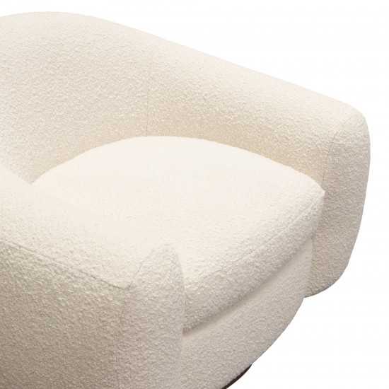 Pascal Swivel Chair in Bone Boucle Textured Fabric w/ Contoured Arms & Back by Diamond Sofa