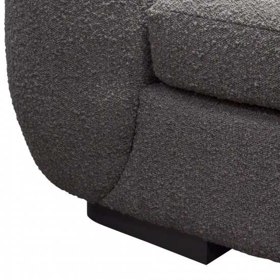 Pascal Sofa in Charcoal Boucle Textured Fabric w/ Contoured Arms & Back by Diamond Sofa