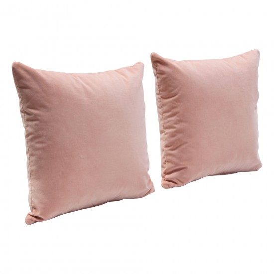 Set of (2) 16" Square Accent Pillows in Blush Pink Velvet by Diamond Sofa