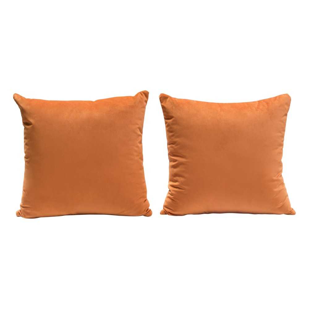 Set of (2) 16" Square Accent Pillows in Rust Orange Velvet by Diamond Sofa Set of (2) 16" Square Accent Pillows in Rust Orange Velvet by Diamond Sofa