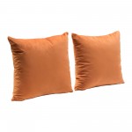 Set of (2) 16" Square Accent Pillows in Rust Orange Velvet by Diamond Sofa