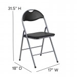 2 Pack Black Vinyl Metal Folding Chair with Carrying Handle