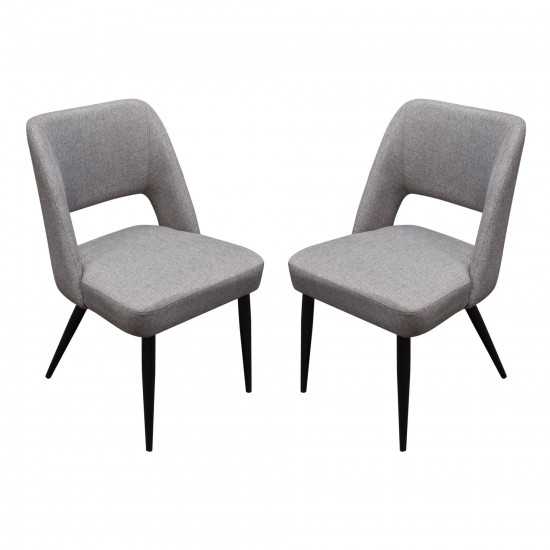 Set of (2) Reveal Dining Chairs in Grey Fabric w/ Black Powder Coat Metal Leg by Diamond Sofa