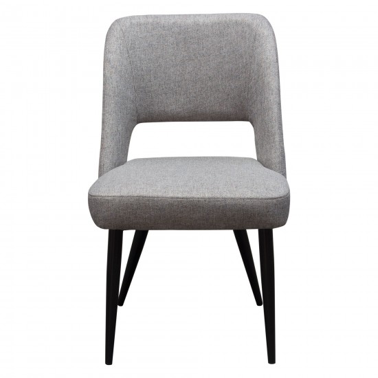 Set of (2) Reveal Dining Chairs in Grey Fabric w/ Black Powder Coat Metal Leg by Diamond Sofa