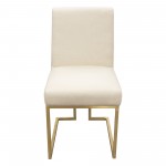 Set of (2) Skyline Dining Chairs in Cream Fabric w/ Polished Gold Metal Frame by Diamond Sofa