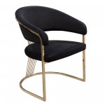 Solstice Dining Chair in Black Velvet w/ Polished Gold Metal Frame by Diamond Sofa