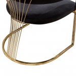 Solstice Dining Chair in Black Velvet w/ Polished Gold Metal Frame by Diamond Sofa