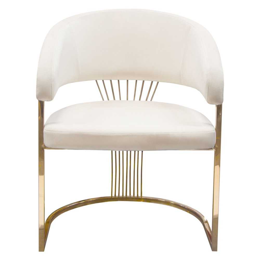 Solstice Dining Chair in Cream Velvet w/ Polished Gold Metal Frame by Diamond Sofa