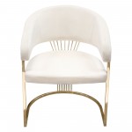 Solstice Dining Chair in Cream Velvet w/ Polished Gold Metal Frame by Diamond Sofa