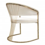 Solstice Dining Chair in Cream Velvet w/ Polished Gold Metal Frame by Diamond Sofa