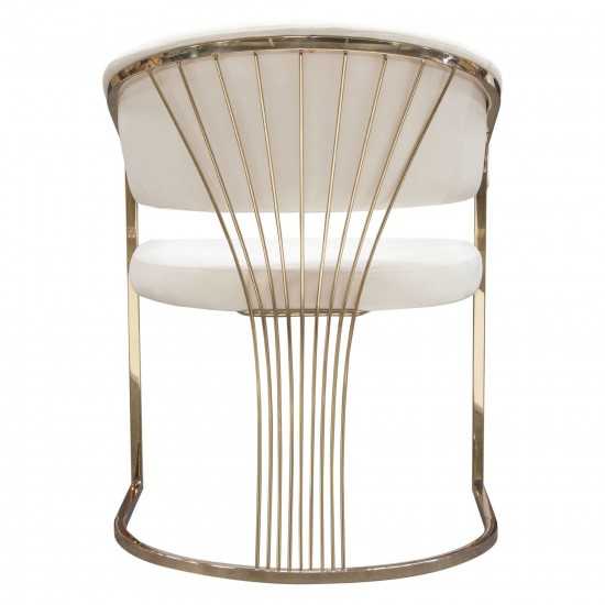 Solstice Dining Chair in Cream Velvet w/ Polished Gold Metal Frame by Diamond Sofa