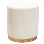 Sorbet Round Accent Ottoman in Cream Velvet w/ Gold Metal Band Accent by Diamond Sofa