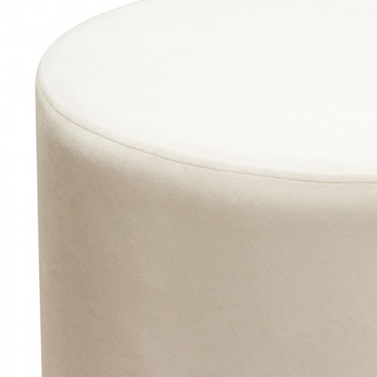 Sorbet Round Accent Ottoman in Cream Velvet w/ Gold Metal Band Accent by Diamond Sofa