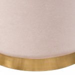 Sorbet Round Accent Ottoman in Blush Pink Velvet w/ Gold Metal Band Accent by Diamond Sofa