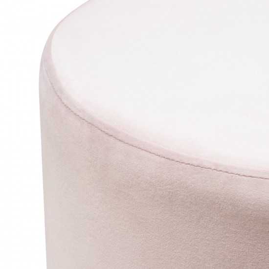 Sorbet Round Accent Ottoman in Blush Pink Velvet w/ Gold Metal Band Accent by Diamond Sofa