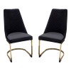 Vogue Set of (2) Dining Chairs in Black Velvet with Polished Gold Metal Base by Diamond Sofa