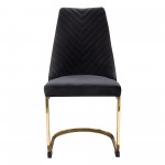 Vogue Set of (2) Dining Chairs in Black Velvet with Polished Gold Metal Base by Diamond Sofa