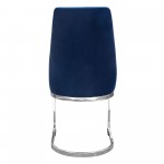 Vogue Set of (2) Dining Chairs in Navy Blue Velvet with Polished Silver Metal Base by Diamond Sofa
