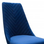Vogue Set of (2) Dining Chairs in Navy Blue Velvet with Polished Silver Metal Base by Diamond Sofa