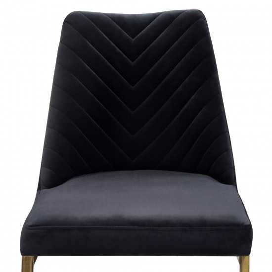 Vogue Set of (2) Bar Height Chairs in Black Velvet with Polished Gold Metal Base by Diamond Sofa