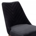 Vogue Set of (2) Bar Height Chairs in Black Velvet with Polished Gold Metal Base by Diamond Sofa