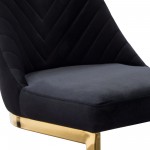 Vogue Set of (2) Bar Height Chairs in Black Velvet with Polished Gold Metal Base by Diamond Sofa