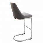 Vogue Set of (2) Bar Height Chairs in Grey Velvet with Polished Silver Metal Base by Diamond Sofa