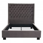 Park Avenue Queen Tufted Bed with Vintage Wing in Smoke Grey Velvet by Diamond Sofa