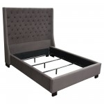 Park Avenue Queen Tufted Bed with Vintage Wing in Smoke Grey Velvet by Diamond Sofa