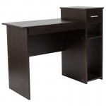 Highland Park Espresso Wood Grain Finish Computer Desk with Shelves and Drawer