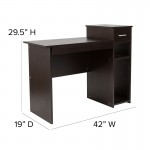 Highland Park Espresso Wood Grain Finish Computer Desk with Shelves and Drawer