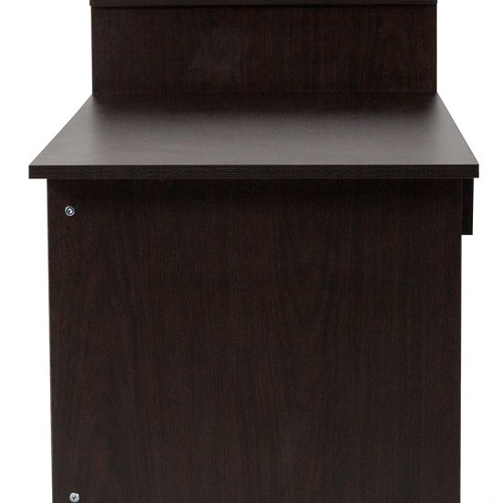 Highland Park Espresso Wood Grain Finish Computer Desk with Shelves and Drawer