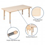 23.625"W x 47.25"L Rectangular Natural Plastic Height Adjustable Activity Table