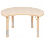 25.125"W x 35.5"L Crescent Natural Plastic Height Adjustable Activity Table