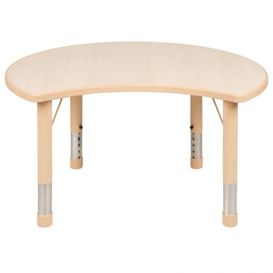 25.125"W x 35.5"L Crescent Natural Plastic Height Adjustable Activity Table