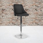 Trieste Contemporary Adjustable Height Barstool in Black LeatherSoft