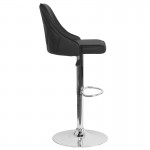 Trieste Contemporary Adjustable Height Barstool in Black LeatherSoft