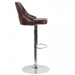 Trieste Contemporary Adjustable Height Barstool in Brown LeatherSoft